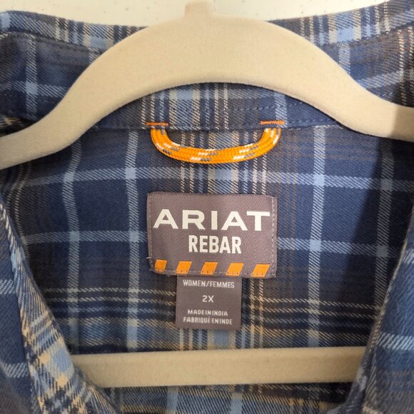 Ariat NWT Women's 2X Rebar Work Wear Flannel Long Sleeved Button Up - Picture 3 of 9